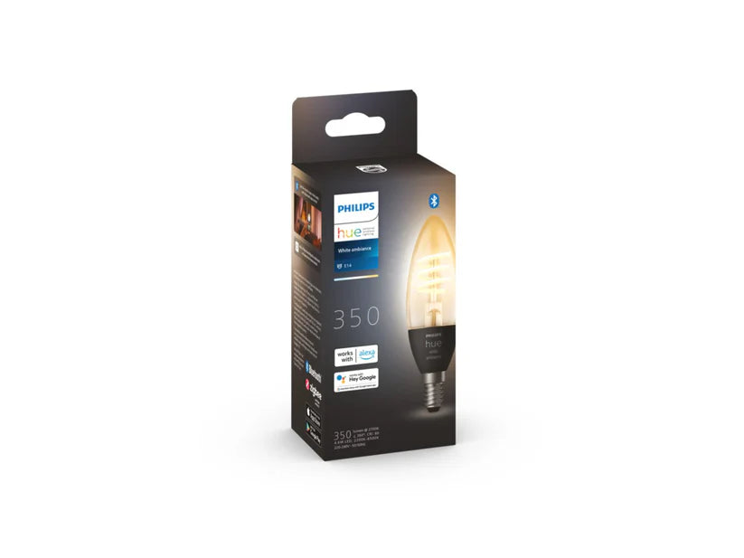 Philips Hue E14 Candle Filament Globe - White Ambience