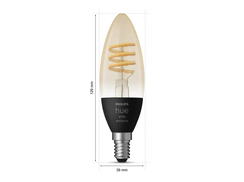 Philips Hue E14 Candle Filament Globe - White Ambience